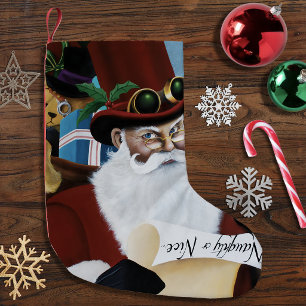 Calcetín Navideño Pequeño Arte de fantasía navideña victoriana Steampunk San