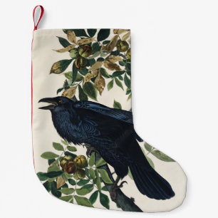Calcetín Navideño Pequeño Arte de la Naturaleza del Cuervo de Audubon Vintag