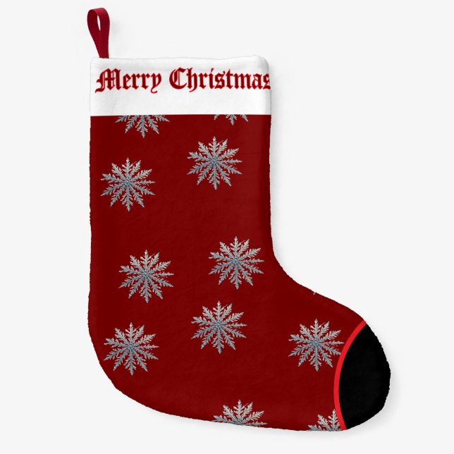 Calcetín Navideño Pequeño Arte de Snowflake (Anverso)