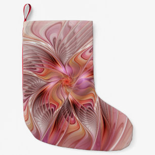 Calcetín Navideño Pequeño Arte fractal de fantasía colorida ángel abstracto