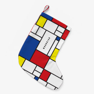 Calcetín Navideño Pequeño Arte Moderno De Stijl Geométrico Minimalista Mondr