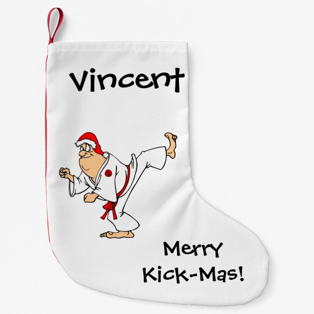 Calcetín Navideño Pequeño Artes marciales merry Kick-Mas (Anverso)