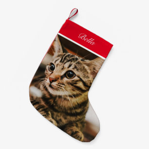 Calcetín Navideño Pequeño Aspecto tabby (Personalizar)