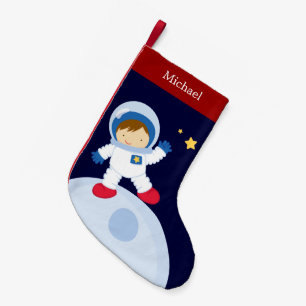 Calcetín Navideño Pequeño Astronauta chico personalizado