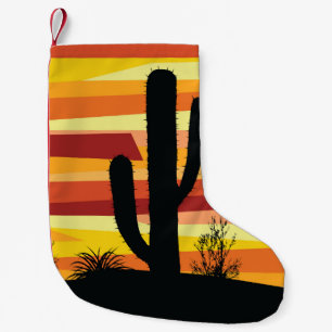 Calcetín Navideño Pequeño Atardecer del desierto geométrico