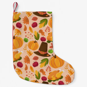 Calcetín Navideño Pequeño Autumn seamless pattern, cute fall cartoon texture