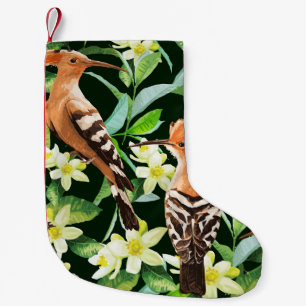 Calcetín Navideño Pequeño Aves exóticas: Impresión de cosecha tropical