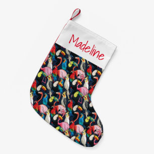Calcetín Navideño Pequeño Aves Exóticas  Monograma