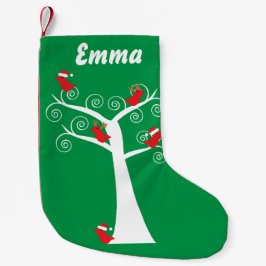 Calcetín Navideño Pequeño Aves navidades en un árbol