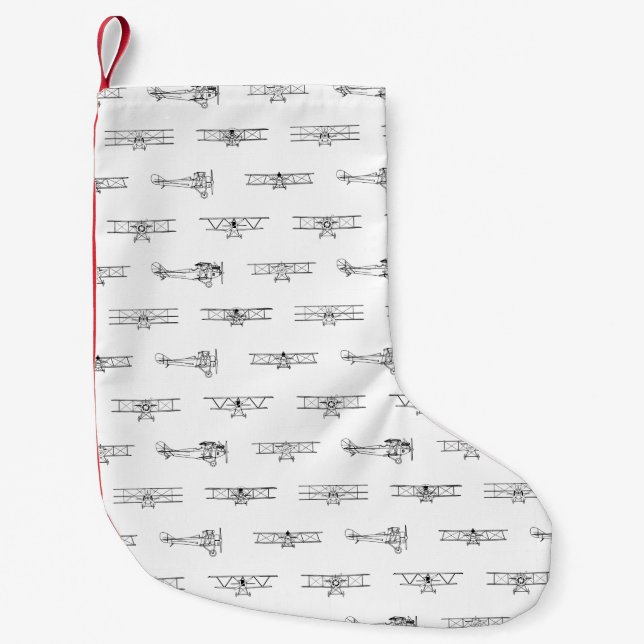 Calcetín Navideño Pequeño Aviones de época PERSONALIZADO temática de aviació (Anverso)
