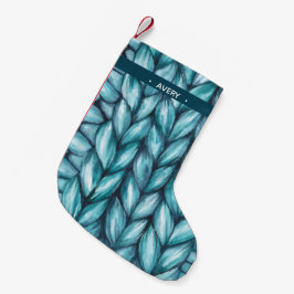 Calcetín Navideño Pequeño Azul acuático de punto personalizado