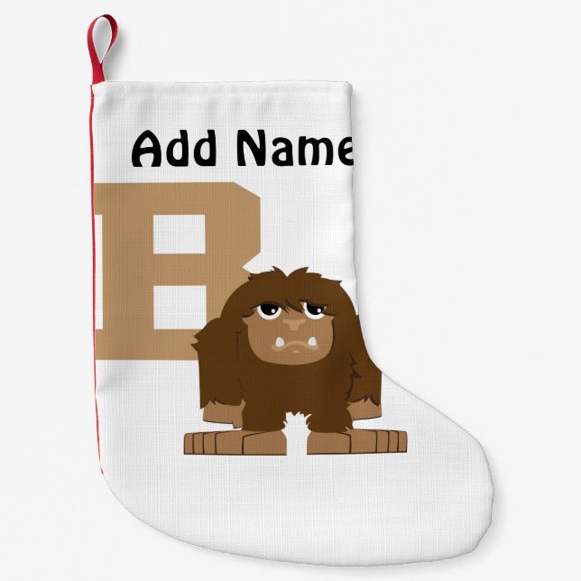 Calcetín Navideño Pequeño B es para Bigfoot (Anverso)