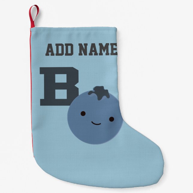Calcetín Navideño Pequeño B es para Blueberry (Anverso)