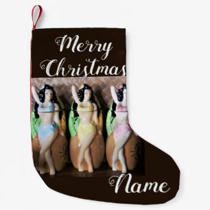 Calcetín Navideño Pequeño Bailarines hula hawaianos Thunder_Cove