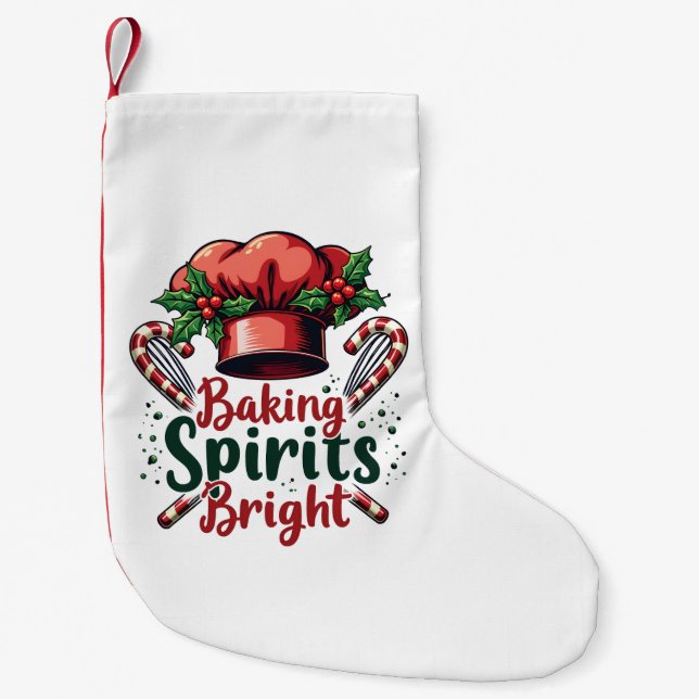 Calcetín Navideño Pequeño Baking Spirit Bright Funny Baking Chef Baker (Anverso)
