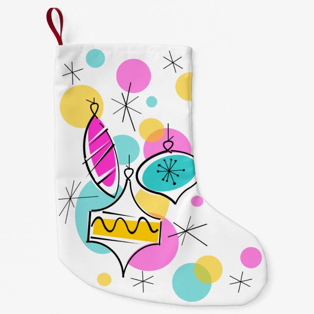 Calcetín Navideño Pequeño Balas retro árbol con dos lados (Anverso)