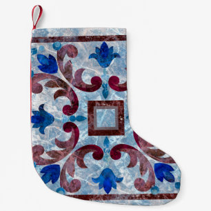 Calcetín Navideño Pequeño Baldosa italiana vintage con abstracto de paternac
