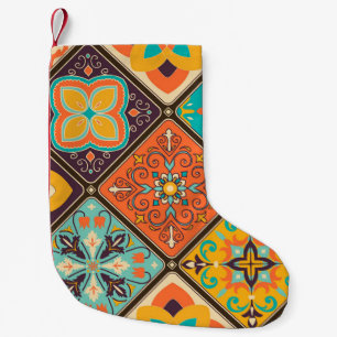 Calcetín Navideño Pequeño Baldosas de mosaico de mosaico de inspiración islá