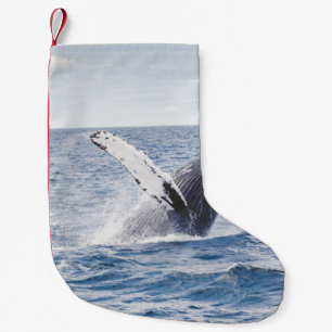 Calcetín Navideño Pequeño Ballenas gigantes salen del océano 
