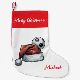 Calcetín Navideño Pequeño Balón de fútbol de Navidad personalizado con sombr