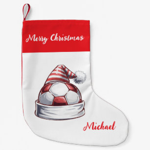 Calcetín Navideño Pequeño Balón de fútbol de Navidad personalizado con sombr