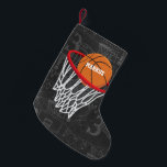 Calcetín Navideño Pequeño Baloncesto de Chalkboard y Hoop personalizados<br><div class="desc">Diseño personalizado de baloncesto y aros en un fondo de diseño de pizarra gris oscuro y claro con un patrón de términos de baloncesto. Sólo tiene que personalizar el nombre para añadir el nombre del hincha de baloncesto, jugador de baloncesto o entrenador de baloncesto. ¡Ideal también para los jugadores de...</div>