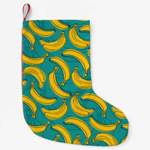 Calcetín Navideño Pequeño banana amarilla con contorno negro patrón transpar