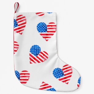 Calcetín Navideño Pequeño Bandera acuarela de Estados Unidos en forma de cor
