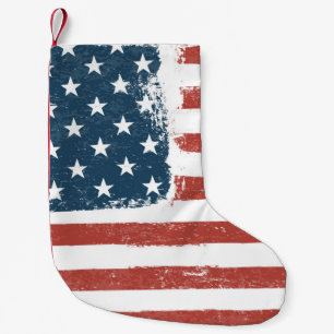 Calcetín Navideño Pequeño Bandera Americana Borde fondo. Versión de Raster. 