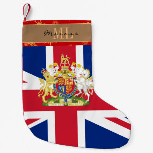 Calcetín Navideño Pequeño Bandera Británica, Reino Unido, monograma, Unión J