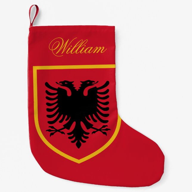 Calcetín Navideño Pequeño Bandera de Albania (Anverso)