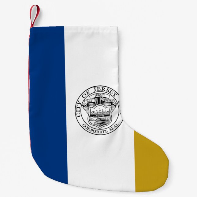 Calcetín Navideño Pequeño Bandera de Jersey City (Nueva Jersey) (Anverso)