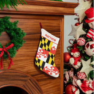 Calcetín Navideño Pequeño Bandera de Maryland personalizada