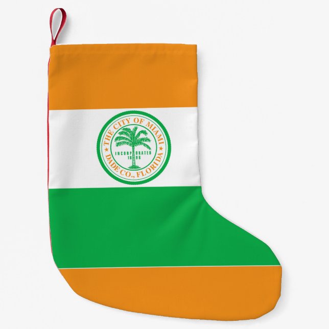 Calcetín Navideño Pequeño Bandera de Miami, Florida (Anverso)