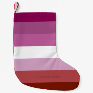 Calcetín Navideño Pequeño bandera del orgullo lésbico femenino SlipperyJoe's