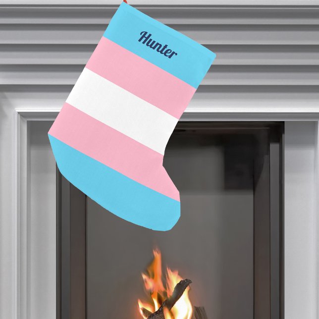 Calcetín Navideño Pequeño Bandera del orgullo transgénero personalizado (Subido por el creador)