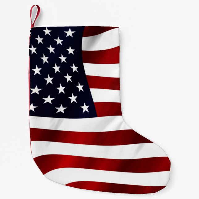 Calcetín Navideño Pequeño Bandera estadounidense (Anverso)