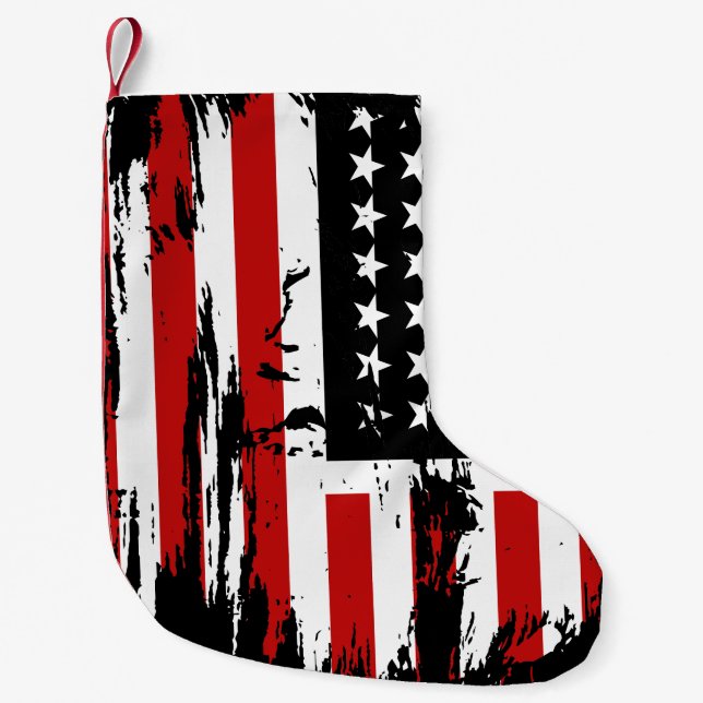 Calcetín Navideño Pequeño Bandera estadounidense vintage (Anverso)