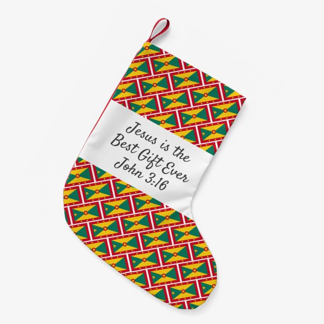 Calcetín Navideño Pequeño BANDERA GRENADA personalizada (Frente (Colgado))