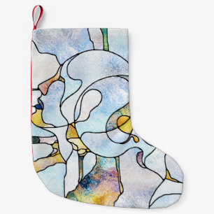 Calcetín Navideño Pequeño Barriadas arcoiris, unidad de vidrio manchado