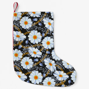 Calcetín Navideño Pequeño Barroco dorado: Textura de la cadena floral