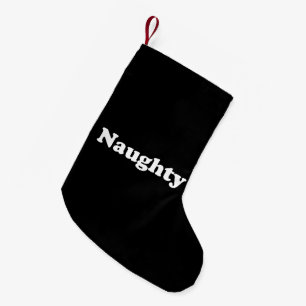 Calcetín Navideño Pequeño Bastante travieso o bello, de dos caras, blanco ne