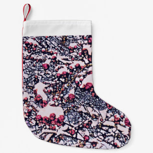 Calcetín Navideño Pequeño bayas rojas y Navidades de nieve