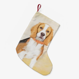 Calcetín Navideño Pequeño Beagle Hound Dog Pintura original de animales