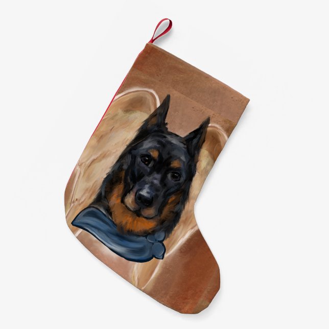 Calcetín Navideño Pequeño Beauceron (Frente (Colgado))