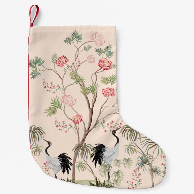 Calcetín Navideño Pequeño Beautiful exotic chinoiserie wallpaper. Hand drawn (Anverso)