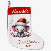 Bebé primera Navidad lindo Elefante personalizado