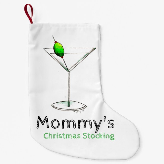 Calcetín Navideño Pequeño Bebida mixta de cóctel de vidrio de oliva de Marti (Anverso)