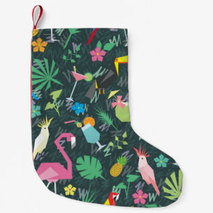 Calcetín Navideño Pequeño Bebidas De Aves Tropicales: Vibrantes Sin Mar.