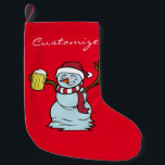 Calcetín Navideño Pequeño Beer-Beer Snowman borracho Thunder_Cove<br><div class="desc">Beer-Beer Snowman ebrio para personalizar,  personaliza cambiando a tu nombre en cualquier color de fondo</div>